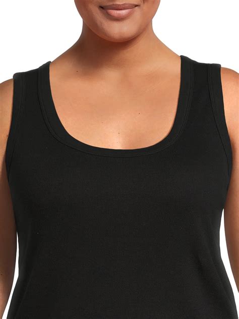 Terra And Sky Womens Plus Size Scoop Neck Ribbed Tank Top