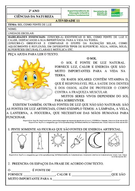 Atividade Sobre O Sol