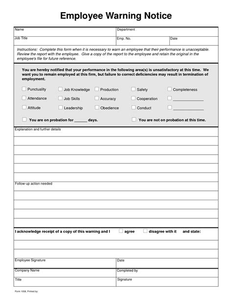 40 Employee Write Up Form Templates Word Excel Pdf