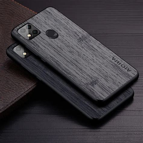 Capinha Para Xiaomi Redmi C Nfc Funda Bambu Padr O De Madeira Couro