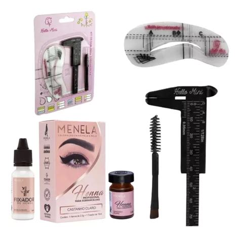 Henna Menela Kit Designer Sobrancelha Pincel Duplo Moldes