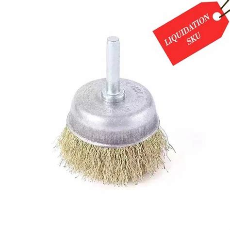 Powerhouse 75mm Rs8640 Cup Wheel Brush Steel Wire With Shaft For Polishing And Cleaning Pack Of