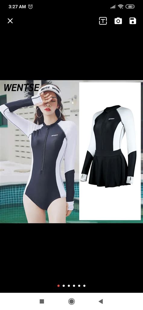 A Woman In A Black And White Swimsuit Is Shown On The Webpage For An App