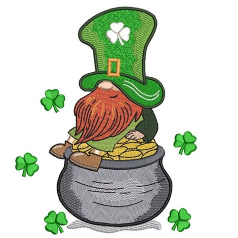 St Patricks Day Gnome Embroidery Design Etsy