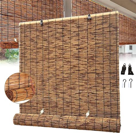 Outdoor Reed Roller Blinds Retro Bamboo Roll Up Roller Shutters Retro