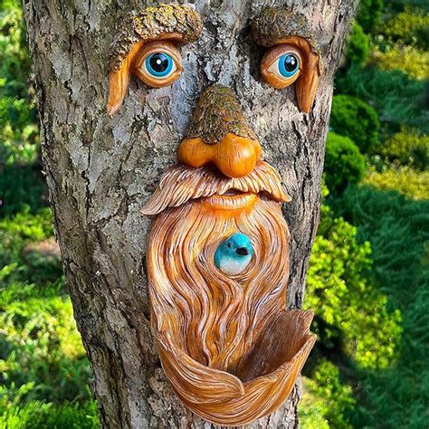 Mood Lab Tree Faces Decor Outdoor Old Man Bird Feeder