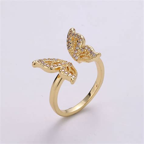 Gold Butterfly Ring Dainty Monarch Ring Adjustable Ring Etsy