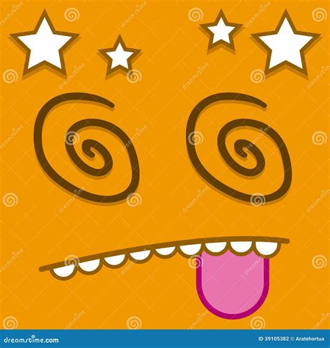 A Vector Cute Cartoon Orange Dizzy Face Stock Illustration