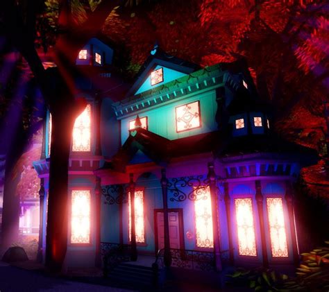 Spooky House with Bright Lights