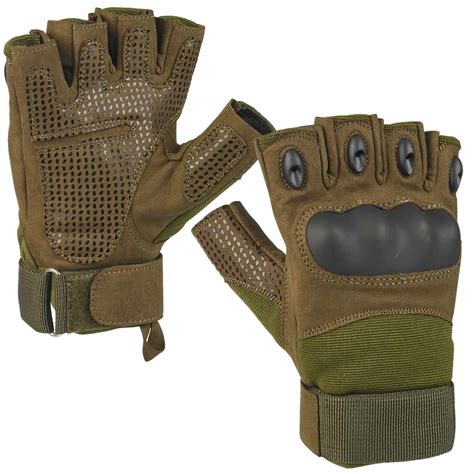 Fingerless Tactical Assault Contact Gloves Hard Knuckle Military Army