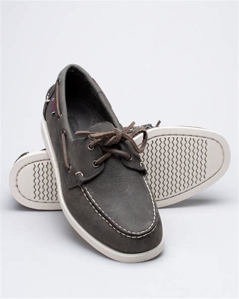 Sebago Docksides-Dark Grey Leather Shoes - Shoes Online - Lester Store