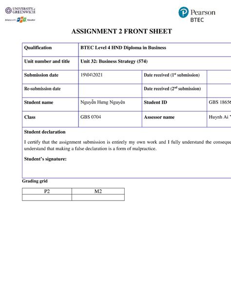 Unit As New Frontsheet Flm Assignment Front Sheet