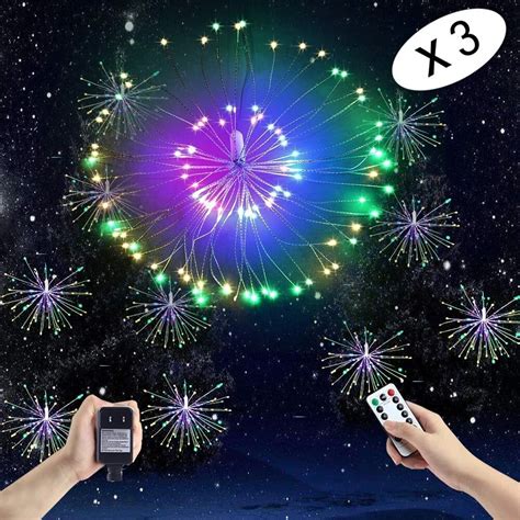 Feux d artifice LED extérieurs avec télécommande 8 modes lumières