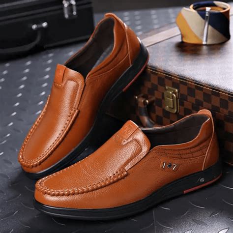 Dressye Mens Genuine Leather Soft Insole Casual Business Slip On