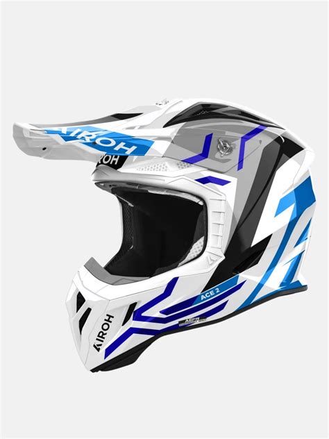 Airoh Aviator Ace Ground Blue Gloss Cross Motorcycle Helmets