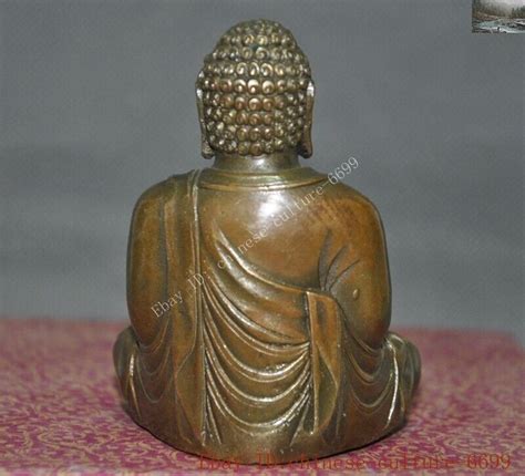 Old Tibet Buddhism Temple Bronze Pray Bless Sakyamuni Buddha Robe