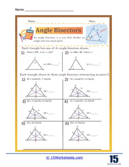 Angle Bisectors Worksheets Worksheets Worksheets Library