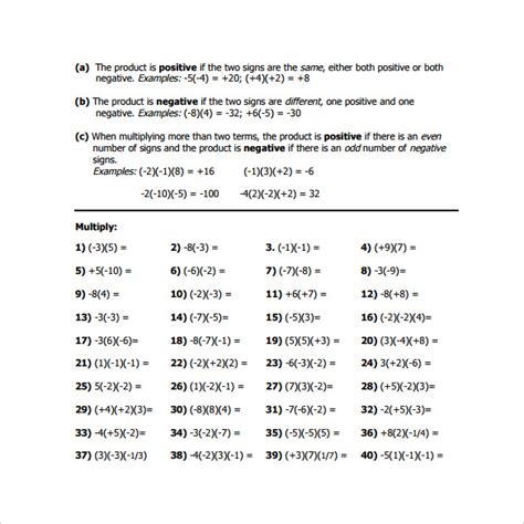 Free 10 Sample Algebraic Multiplication Worksheet Templates In Pdf