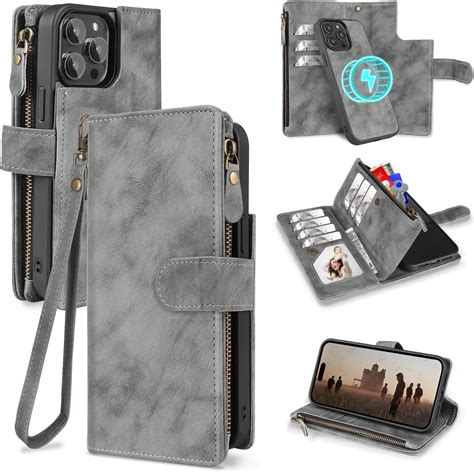 Caseowl Iphone 14 Pro Max Case Wallet Support Magsafe Charger Magnetic Detachable Flip Leather