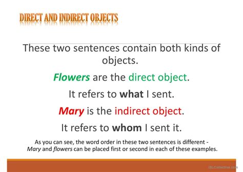 Direct and Indirect Objects grammar…: English ESL powerpoints