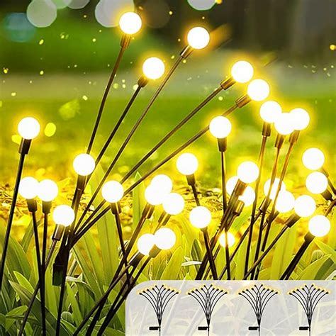 Glovios Lampes Solaires Exterieur 4 Pièces 10 LED Lumières Lucioles