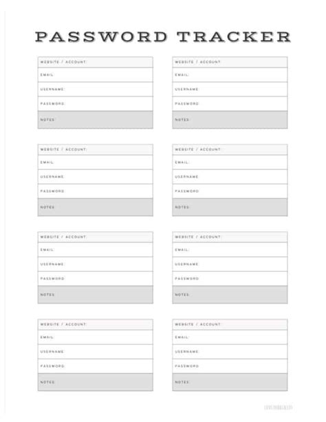 5 Free Password Tracker Log Printable Templates To Download ⋆ Love Our Real Life