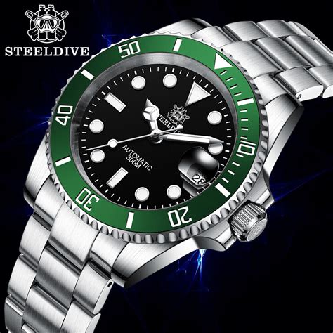 Steeldive Sd Black Green Nh Sapphire Lume M Diver