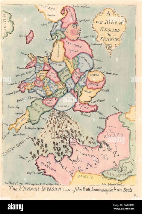 A New Map of England & France. - The French Invasion; or John Bull ...