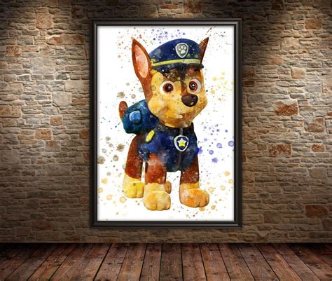 CHASE PAW PATROL Kids Poster - Paw Patrol Wall Art Deco - Chase Wall ...