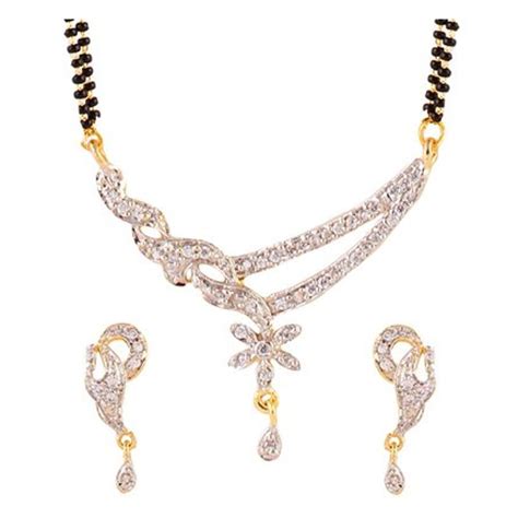 Youbella American Diamond Gold Plated Mangalsutra Pendant With Chain