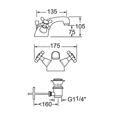 Deva Mila Crosshead Deck Mounted Mono Basin Mixer Tap With Waste Chrome