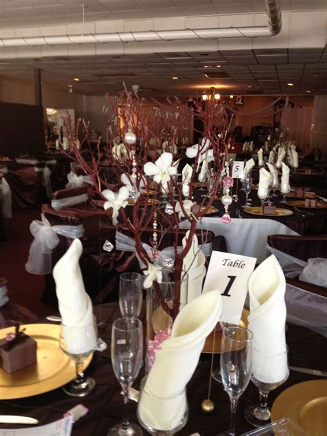 Manzanita Tree Centerpiece Hanging Crystals And White Orchids