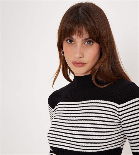 Buy Oasis Mixed Stripe Funnel Neck Rib Sweater In Beige 6thstreet Uae