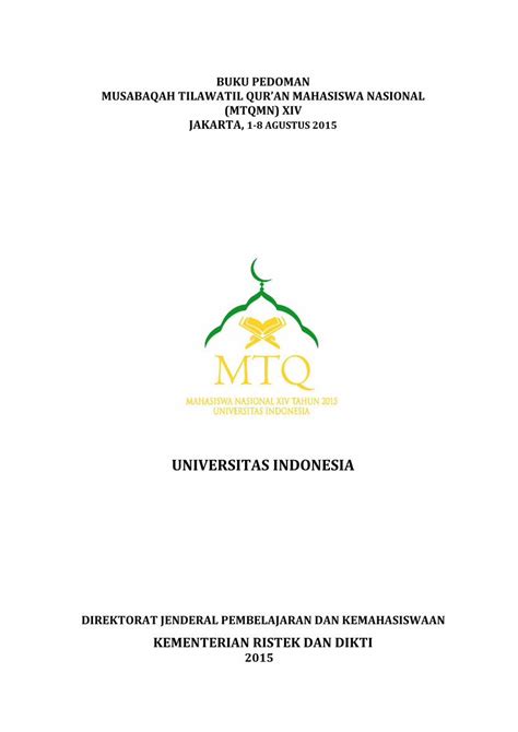 Pdf Buku Pedoman Musabaqah Tilawatil Quran Mahasiswa Kopertis Or Id