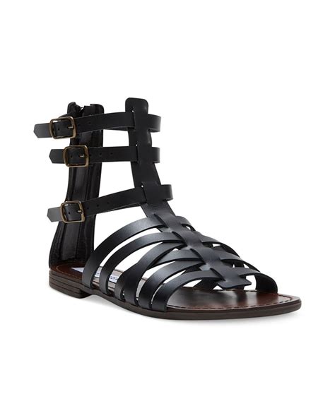 Steve Madden Plato Flat Gladiator Sandals In Black Lyst