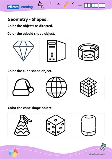 Download geometry shapes worksheets | vikramlearning.com