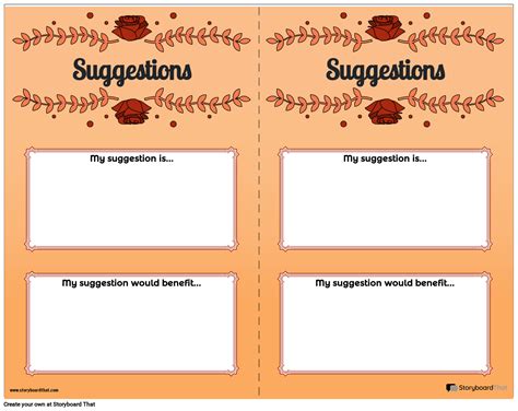 Suggestions Form Storyboard Par Templates