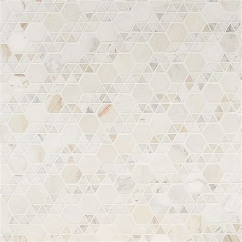 Sample Aspekt Calacatta Hexagon White Honed Marble Mosaic Tile