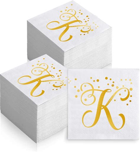 Amazon Pack Disposable Monogrammed Cocktail Napkins Gold Foil