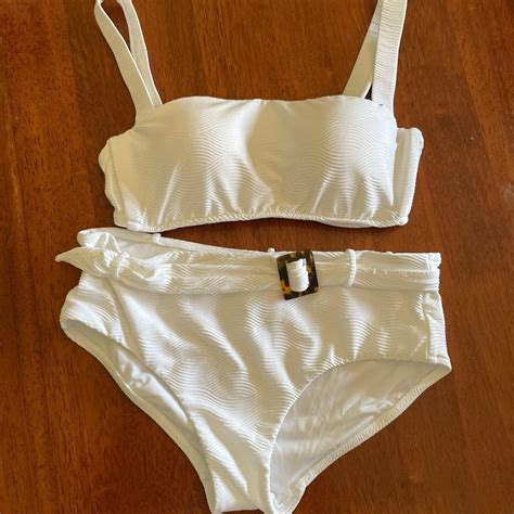 Seafolly White Ribbed Bikini Set Both On Near New Depop