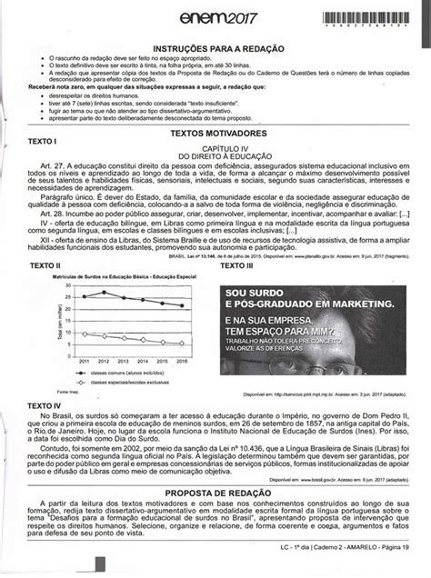 Análise da Proposta de Redação do Enem 2017 Infoenem