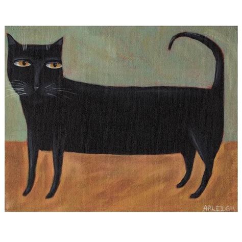 Black Cat Print 8 X 10 Kitty Folk Art Picture Whimsical Kids Room