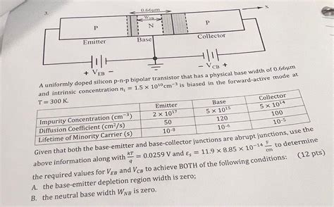 Solved A Uniformly Doped Silicon Pnp Bipolar Transiswn Chegg