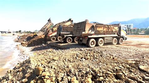 Incredible Dump Truck Team Working Pour Soil And DOZER SHANTUI