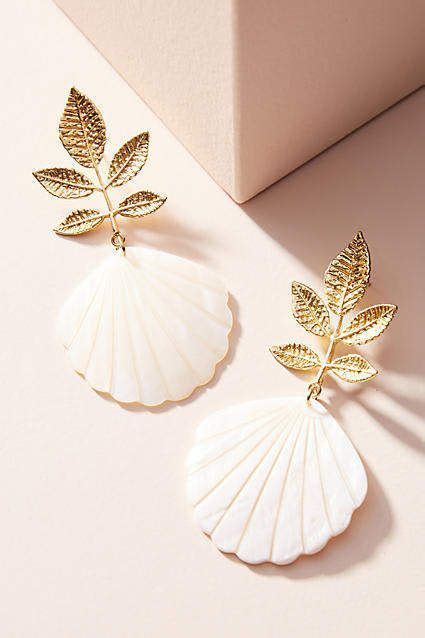 Nicola Bathie Jewelry Mother Of Pearl Leaf Drop Earrings Drop