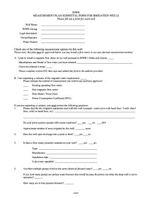 Fillable Online Idwr Idaho Idwr Measurement Plan Submittal Form For