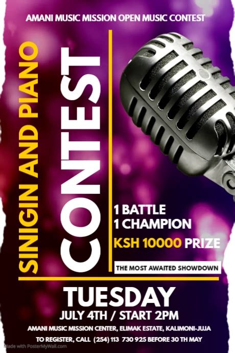 Karaoke Contest Poster Template Postermywall