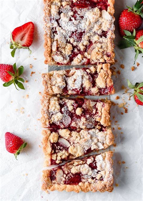 An Easy Strawberry Almond Tart Recipe With Jammy Berry Filling And Shortbread Crust And Crumble