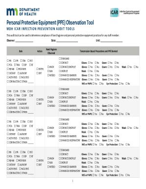 Fillable Online Personal Protective Equipment Ppe Observational Tool