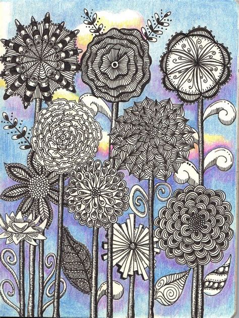 Zentangle Patterns Flowers